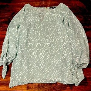 Baby blue polka dot blouse, Size M